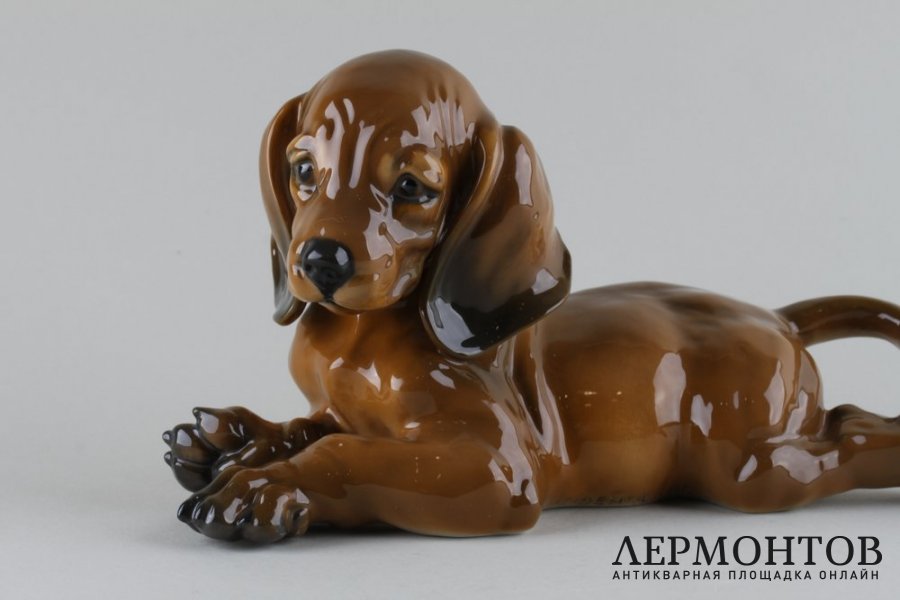 Статуэтка Щенок таксы. Фарфор.  Фабрика Rosenthal, Германия, сер. XX в.