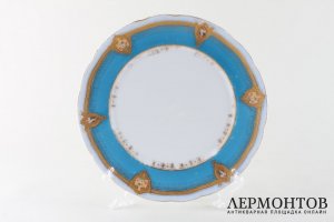 Тарелка с изображениями птиц. Фафор, роспись. Российская империя, 1880-1917