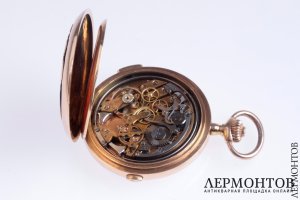 Карманные часы с хронографом и репетиром. Золото 585. Швейцария