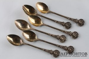 Ложки чайные Виноград. Серебро 916 пробы. СССР, 1960-80е гг.