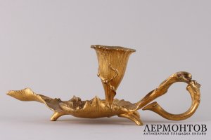 Подсвечник в виде виноградного листа. Бронза. Франция, кон. 19 в. 