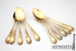 Набор чайных ложек. 1819-1838 годы. Серебро 950. Франция