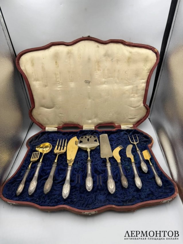 Набор сервировочных приборов, 10 предметов. Серебро 84, В. Хемпель, 1908–1917