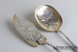 Набор для мороженого и сервировки в стиле ампир. E. Ernie. Серебро 950. Франция, XIXв