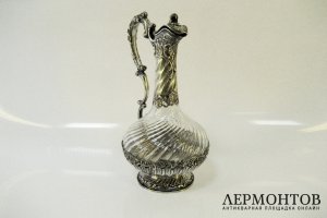 Графин. Серебро 950 пробы, стекло. Франция, XIX век.