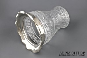 Ваза для цветов. Хрусталь, серебро 800 пробы. Австрия, Вена, 1930-е гг.