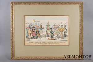 Гравюра Карикатура на Наполеона Бонапарта. Западная Европа, 19 в. Бумага, раскраска.