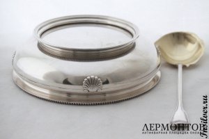Большая чаша для фруктов с ложкой. Серебро 950. Франция
