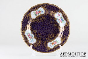 Тарелка обеденная из Кобальтового сервиза. ИФЗ, 1855-1881 годы.