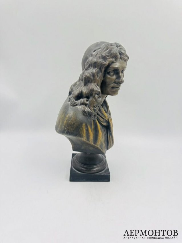 Бюст Мольера. Шпиатр, патинирование, Франция, 19 век