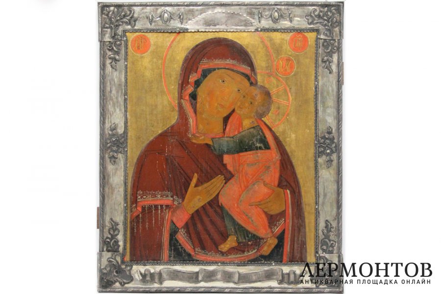 Икона Богоматерь Толгская. Ярославская школа. Икона в серебряной басме. XVIIIв.