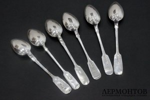 Набор чайных ложек №3. 6 шт. Серебро 84. Российская империя