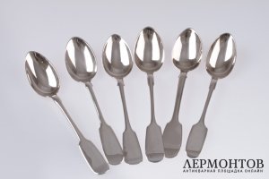 Набор чайных ложек. 6 шт. Серебро 84. Российская империя
