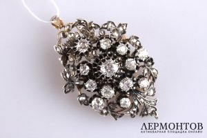 Брошь-подвеска с бриллиантами. Золото 585 пробы. Европа