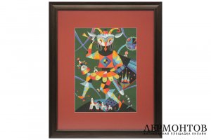 Картина. Скоморох, 1999 г. А.Р. Левицкий. Бумага, гуашь.