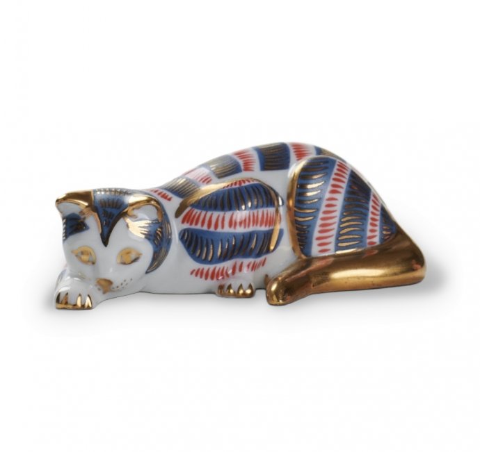 Статуэтка «Кошка лежит». Фарфор, Franklin Mint, США