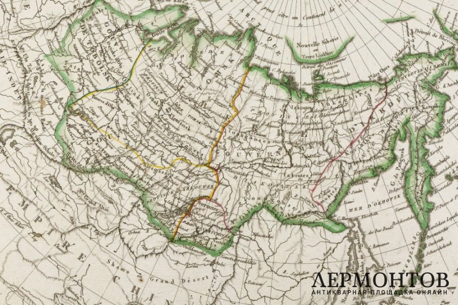 Карта. Российская империя. Сибирь и Русская Америка.  Мальт-Брюн. Франция, 1812 год.