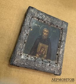 Икона «Святой Аврамий». Басма, живопись, Россия, 18–19 века
