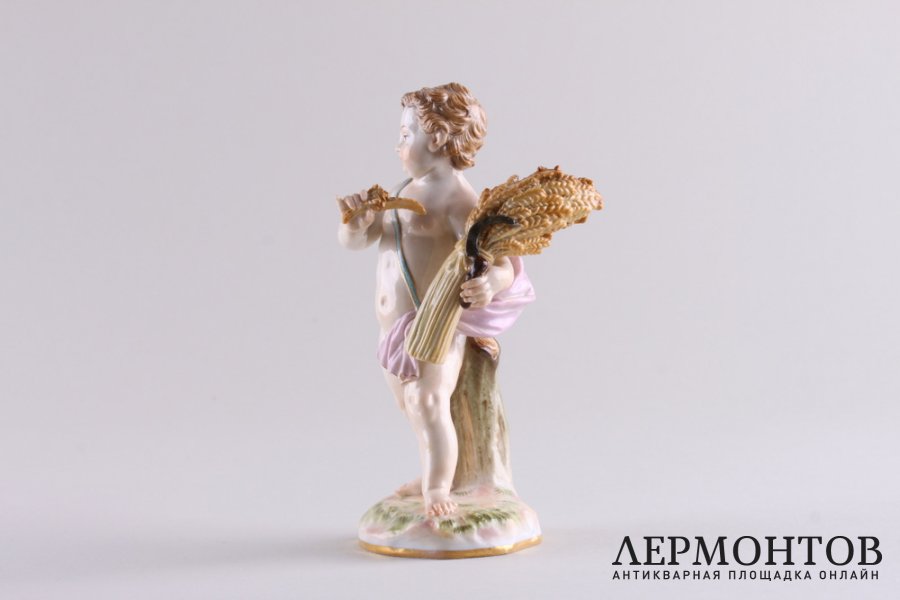 Аллегория осени. Херувим с серпом и снопом. Германия, Мейсенская мануфактура, XIX век