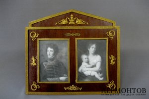 Шкатулка, рамка. Дерево, бронза, муар. Франция, XIX век.
