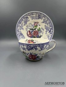 Чайная пара «Mayflower». Фаянс, роспись, Copeland Spode, Англия, 1920–1940 годы