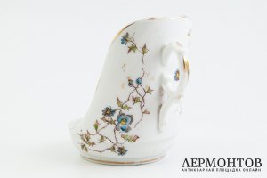 Подсвечник с цветочным декором. Российская Империя, начало 20 века. Фарфор, деколь.
