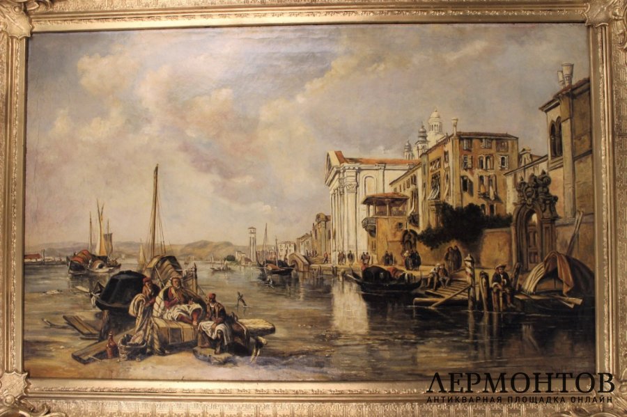 Картина. В порту. Карл Кауфман. Холст, масло. Австрия
