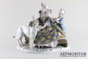 Статуэтка. Дама со слугой и русской борзой. Karl Ens. Германия. XX в.