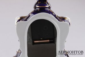Часы настольные, кобальт. Фарфор, роспись. Royal Dux Bohemia, XX век.