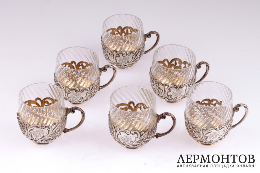 Кофейный набор. 6 пар. Серебро 950. Франция