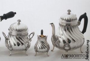 Чайно-кофейный сервиз Lapar. Серебро 950. Франция
