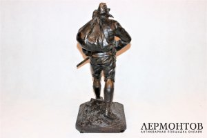 Скульптура. Охотник с ружьем. Бронза. Jean Eduard Dannhauser. Германия
