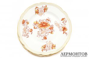 Тарелка с рокальным рисунком. Россия, Санкт-Петербург, завод Братьев Корниловых.