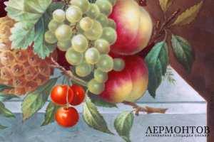 Пласт Натюрморт с ананасом. Фарфор, живопись. Европа,19 век. 