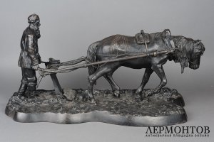 Скульптура Граф Скульптура Граф Толстой пашет. Формовщ Самойлин. Россия, 1913. Чугун.