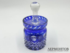 Сахарница из кобальтового стекла. Зап. Европа, 1 пол. 20 века.