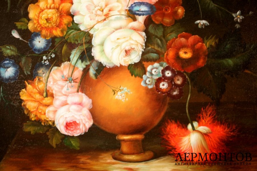 Натюрморт с цветами. Неизвестный художник. Холст, масло. Середина XX в.