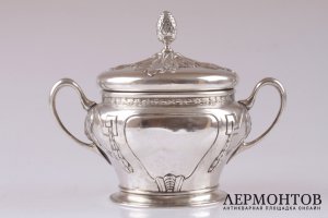 Сахарница с крышкой в классическом стиле. Серебро 800 пробы. Германия
