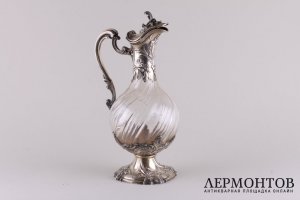 Графин для вина. Ed. Tetard. Серебро 950 пробы, стекло, золочение. Франция, XIX в.