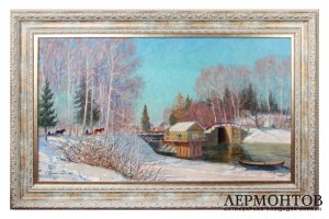 Картина. Преображенский Б.В. ГЭС на реке Мсте, 1957г. Холст, масло.
