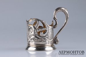 Подстаканник в стиле модерн. Слоны. СССР, 1953-1955-е гг. Серебро 875.