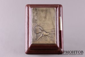Блокнот настольный с ручкой. Серебро 875. СССР, 1927-1955 гг.