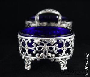 Солонка парная. Редкость. Серебро 950. Франция