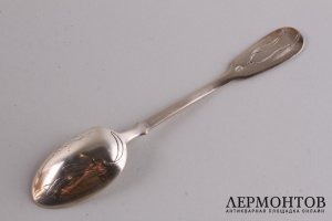 Набор из подстаканника со стаканом и ложки в подарочной коробке. Серебро 84. Россия