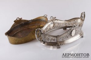 Ваза для фруктов ажурная с латунной вставкой. Posen. Серебро 800 пробы. Германия