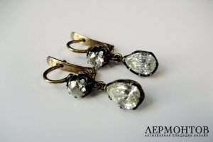 Серьги. Золото 56 пробы. Бриллианты. Российская Империя, XIX век.