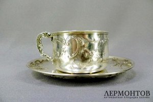 Чайная пара. Серебро 950 пробы, золочение. Франция, XIX век.