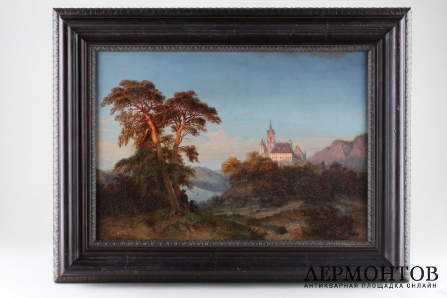 Картина Пейзаж с охотниками. Западная Европа, художник C.V. Холст, масло.