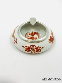 Пепельница «Красный дракон». Фарфор, серебро 800 пробы, Meissen, Германия, 1924–1934 годы