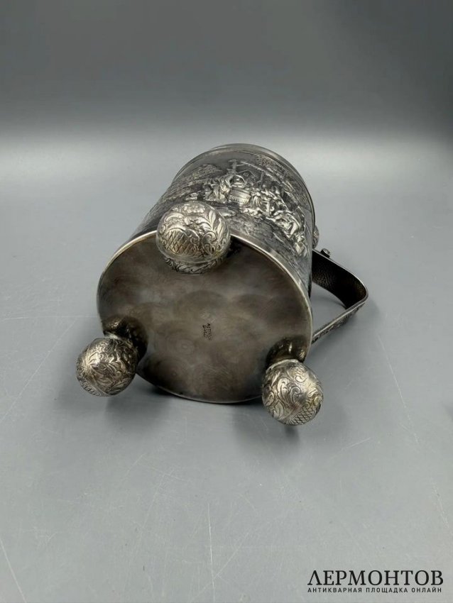Пивная кружка с крышкой. Металл, серебрение, P. Jessen, Дания, 1960–1970 годы